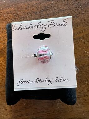 Sterling Silver Pink Glass Charm Bead